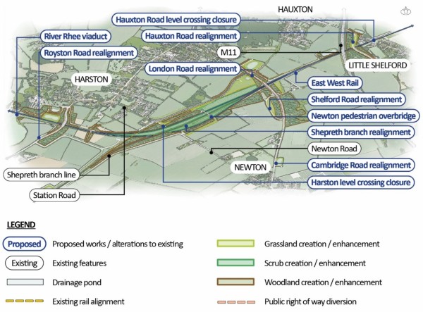 An image showing an indicative illustration of potential connectivity solution between Newton and Harston (Option 4).