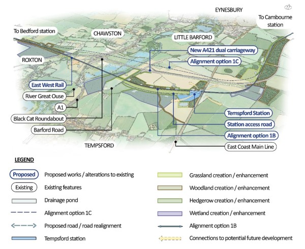 Indicative illustration of Tempsford Alignment 1b