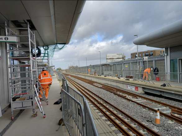 Figure 16: The view of the new high-level platforms 7 and 8 at Bletchley under construction 