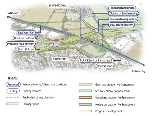 A figure showing an illustration of the possible Bow Brickhill overbridge