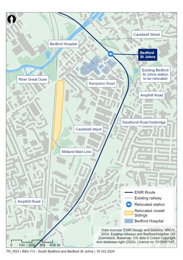 This figure is a map showing south Bedford and Bedford St Johns