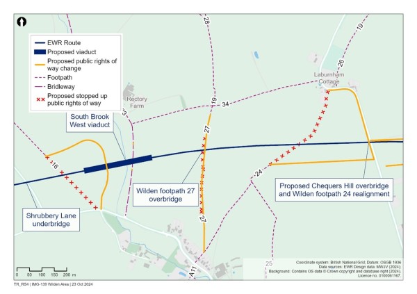 A map showing Wilden area crossings