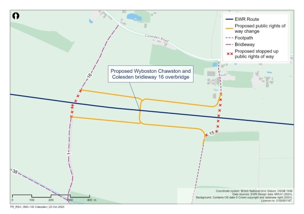A map showing proposed public rights of way in the Colesden area