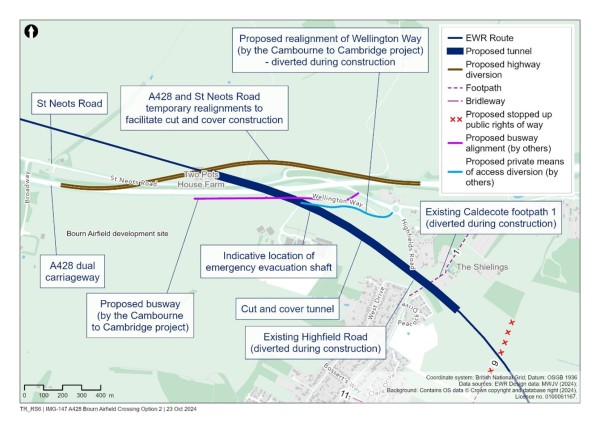 A map showing A428 Bourn Airfield proposals