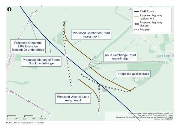 A map showing Cambridge Road proposals