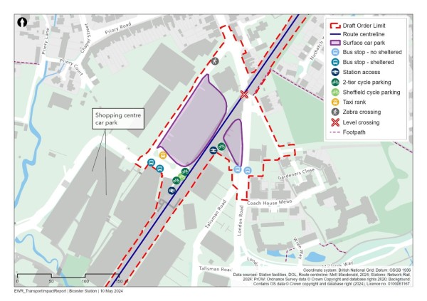 Figure 17 is an image showing the proposed transport facilities at Bicester Village station