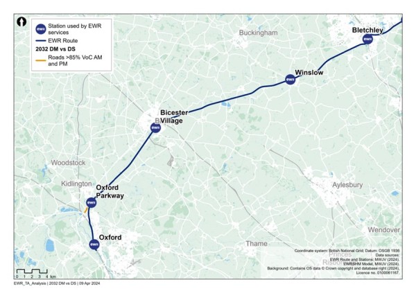 Figure 22 is an image showing a comparison of the 2032 reference case (no project) vs 2032 with project: additional roads with a Volume over Capacity
