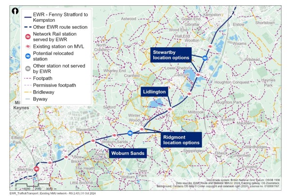 Figure 28 shows the PRoWs in the Fenny Stratford to Kempston study area