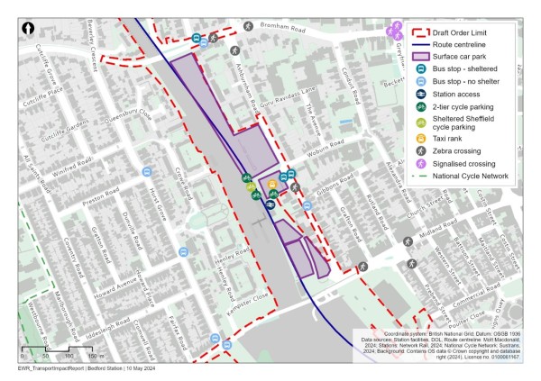 Figure 44 is an image showing the proposed transport facilities at Bedford station