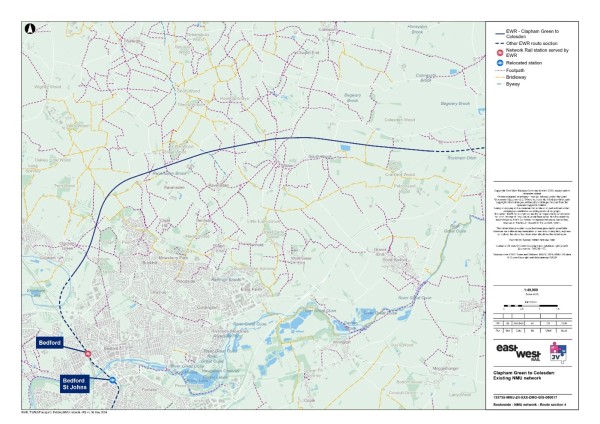 Figure 52 is an image showing public rights of way in the Clapham Green to Colesden study area