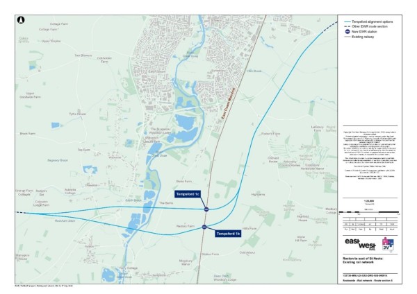 Figure 58 is an image showing the existing rail network in the Roxton to east of St Neots study area