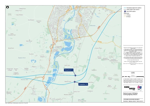 Figure 59 is an image showing the baseline highway network in the Roxton to east of St Neots study area