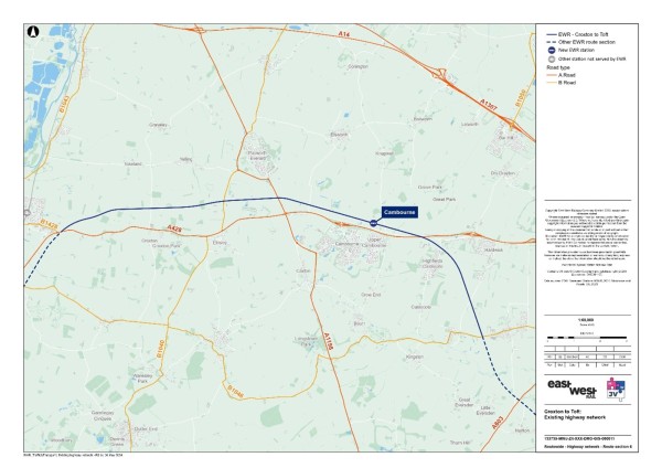 Figure 66 is an image showing the baseline highway network for the Croxton to Toft study area