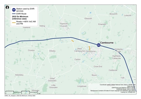 Figure 68 is an image showing roads in the Croxton to Toft study area which are expected to have a VoC >=85% in 2032 (without the project scenario)