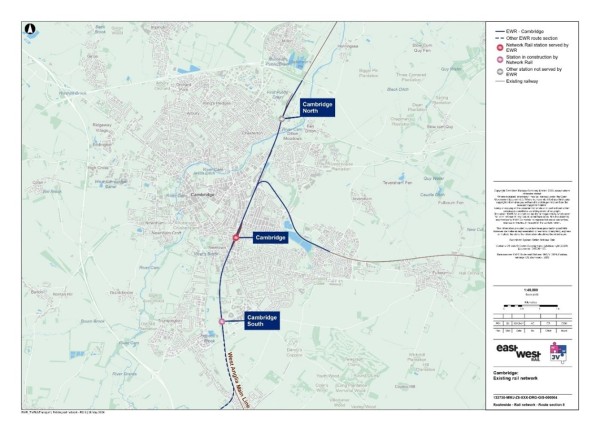 Figure 83 is a map of existing rail network in the Cambridge study area