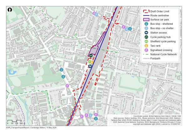 Figure 87 is an image showing the existing rail network in the Cambridge study area