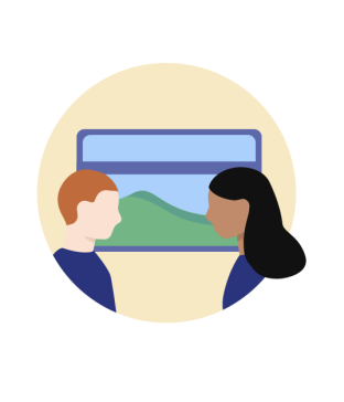 Two people on train icon