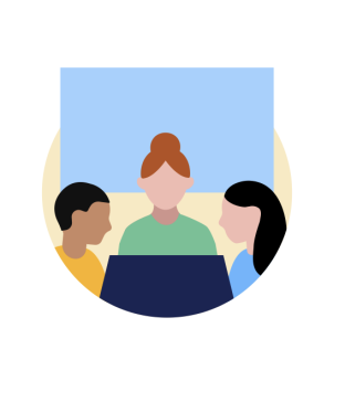 Three people working icon