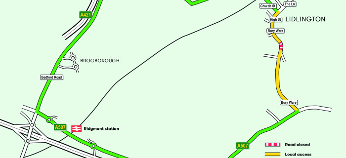 MAP   Lidlington Bury Ware diversion October 2026