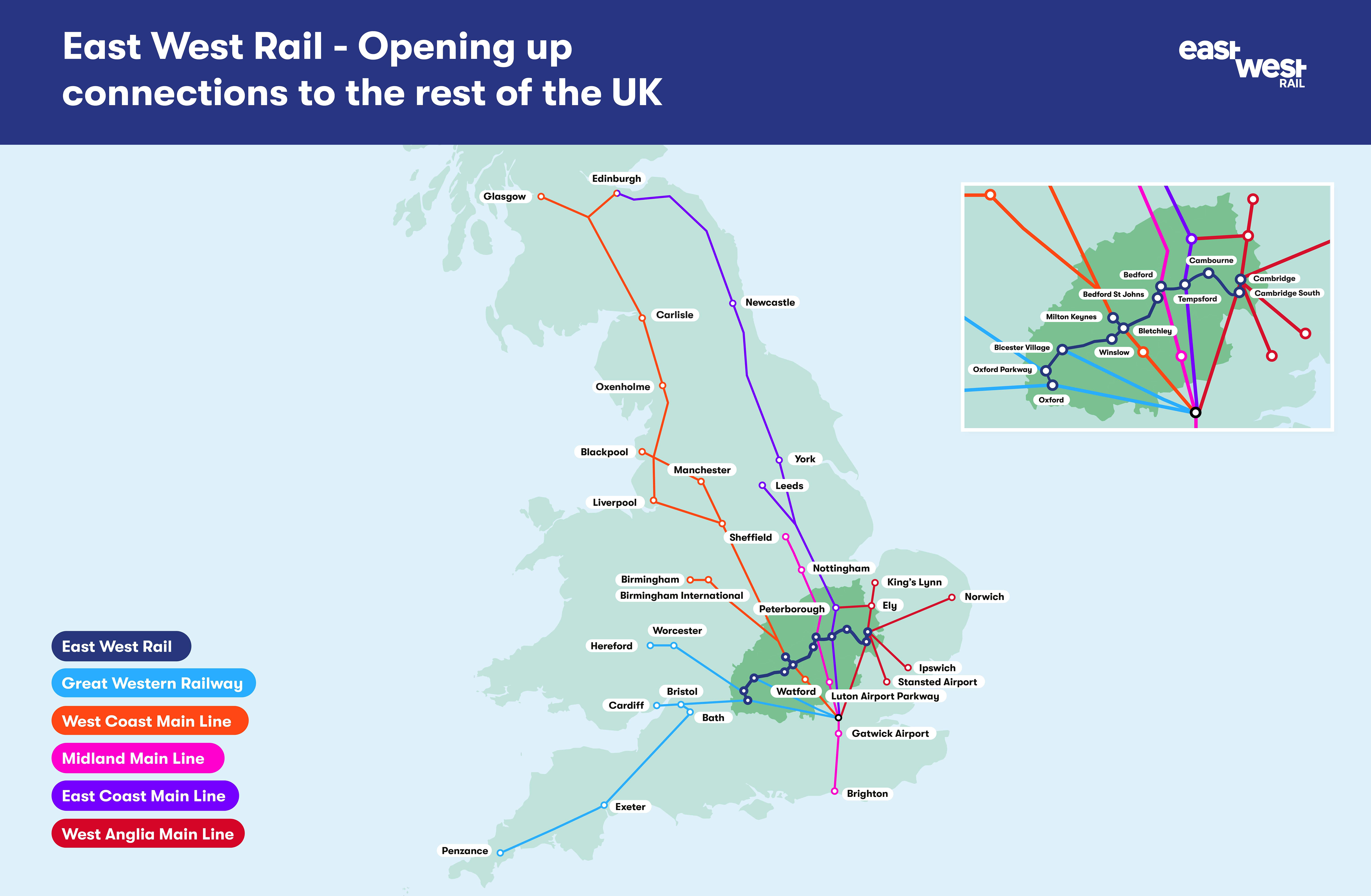 A map of the connections opened up by EWRs railway
