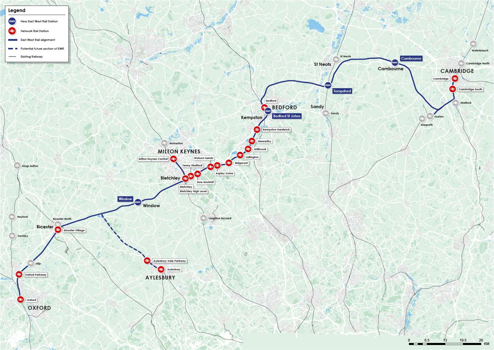 Route-wide map of preferred route alignment