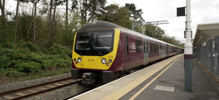 Train at corby station platform
