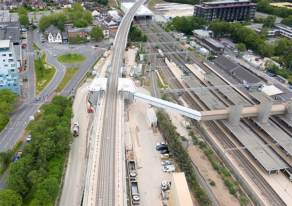 Aerial image of Bletchley High Level Station June 2023 1